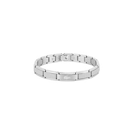 Lacoste Jewelry Stencil Men's Stainless Steel Link Bracelet, Color: Silver (Model: 2040188)