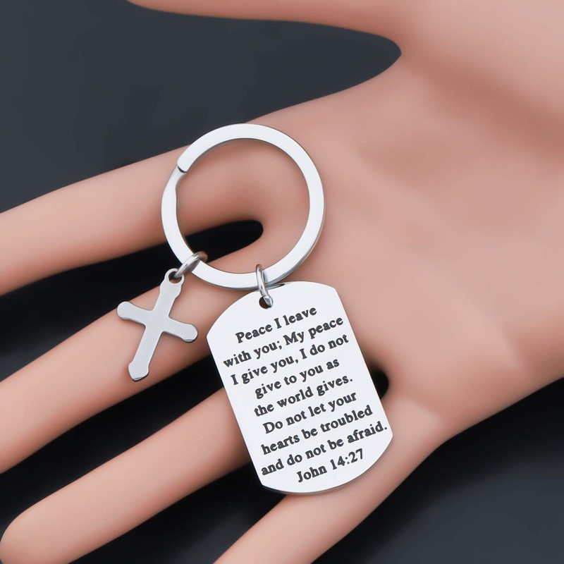 Gzrlyf Bible Verse Keychain John 14:27 Peace I Leave with