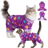 OUOBOB Sticky Hair Cat Clothes, Anti-Shedding Cat Pajamas, Purple S
