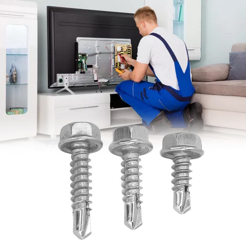 150PCS 304 Stainless Steel Self Tapping Screws Wafer Head Hex