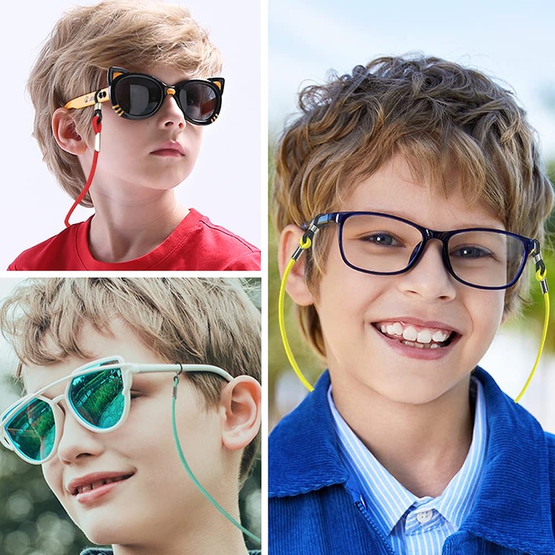 SKYCOOOOL Kids Glasses Strap (8PCS) Unicorn Rainbow Adjuster Stretchy Eyeglass