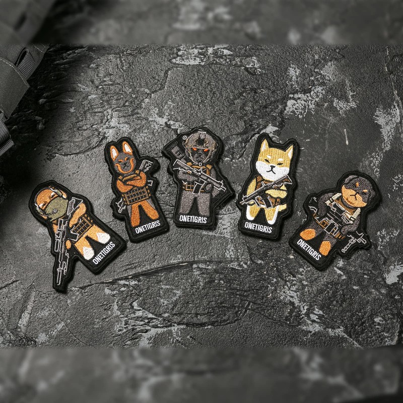 OneTigris Dog Embroidery Morale Patch Mascot Patch/Woven Fabric Velcro Patch