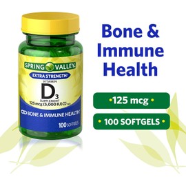 Vitamina D3 5000IU Extra Fuerte, 100 mini cápsulas Spvalley