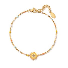 Loomify Women's Bracelet 925 Silver Cross Bracelet Women Enamel Gold-Plated Bracelet Adjustable 15.5 + 4.5 cm, Sterling Silver