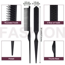 Dingion 6 Pieces 3 Row Comb for Curly Natural Hair 60 Parting Three Row Combs Salon Hairstylist Hairdresser Detangling Combs for Women Detangling, Defining, and Separating Hair and Wigs, 1.0 Count