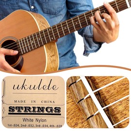 WHYCNJL Nylon Ukulele Strings, 2 Sets of 4 String Set, New Nylgut, Concert/Soprano Ball End Nylon Ukulele Strings, White
