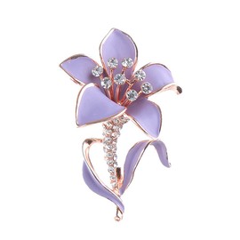 Purple Flower Enamel Pin Crystal Rhinestone Flower Brooches Women Wedding Party Casual Brooch Pins Jewelry Gifts For Friend