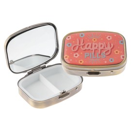 Karma, Chill Pill Organizer Travel Friendly Portable Compact Pill Box, Pill Container to Hold Meds, Vitamins, Supplements for Purse/Pocket, Happy Pills