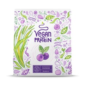 Vegan Protein - Blaubeere - Pflanzliches Proteinpulver aus Reis, Lupinen, Erbsen, Chia-Samen, Leinsamen, Amaranth, Sonnenblumen- und Kürbiskernen - 600 Gramm Pulver