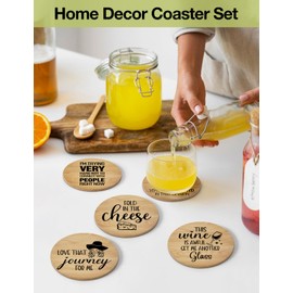 PWHINGN Funny Friends TV Show Coasters Set of 6 with Holder, Schitts Creek Merchandise Friends TV Show Merchandise Coasters for Drinks, Cork Coasters for Coffee Table, Schitts Creek Gifts for Fans