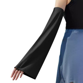 LEZOOY Women's Arm Cover, Cooling Sensation, Up to Fingertips, UPF 50+, UV Protection, Sweat Absorbent, Quick Drying, Stretchable, Adjustable, Breathable, Loose, Finger Holes, Long, Sunscreen, UV