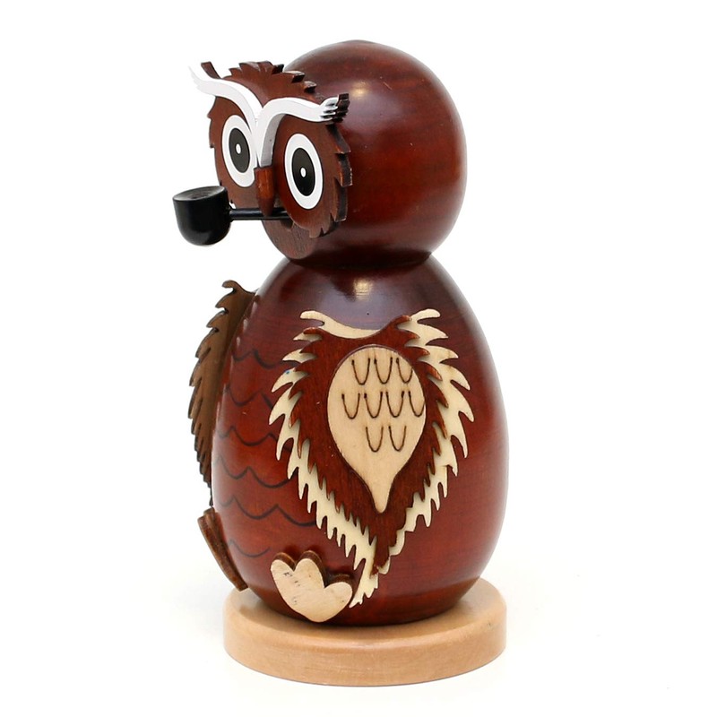 Dekohelden24 Beautiful Wooden Incense Figurine Owl Brown L/W/H: 8 x