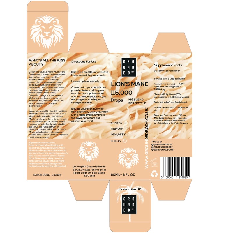 Lions Mane Supplement - High Strength 115,000mg Lions Mane Extract
