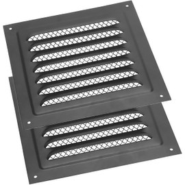 Square Ventilation Grille 2 Pcs Black Metal Square Ventilation Grille Stainless Steel Air Vent Cover for Efficient Home Ventilation (20x20cm)