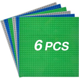 JNZong 6 Pack Classic Baseplates Building Base Plates for Building Bricks 100% Compatible with Major Brands-Baseplates 10" x 10", (Multicolor)