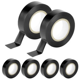 QWORK® 6 Pack Black Electrical Tape 18mm x 20m, PVC Self-Adhesion, Heat and Waterproof Insulation Tape for Electrical Wires, DIY