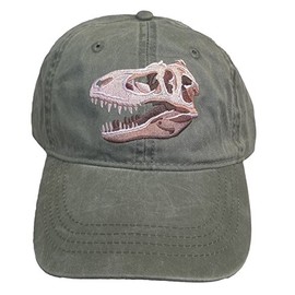 ECO Wear T-Rex Tyrannosaurus Dinosaur Embroidered Baseball Cap Khaki Green