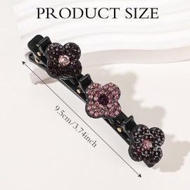 Glittering Crystal Stone Braided Hair Clips, 4 Pcs Hummingbird Rhinestone Hair Clip with Crystal Flower Rhinestone Braided Hairpins Shiny Elegant Hair Styling Clips for Women Girls