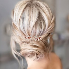 Atentuyi Rhinestone Hair Clip Gold Gemstones Crystal Hair Clip Hair Clips Wedding Hari Accessory Bridal Jewellery Hair Pins Headwear for Women and Girls (Champagne)