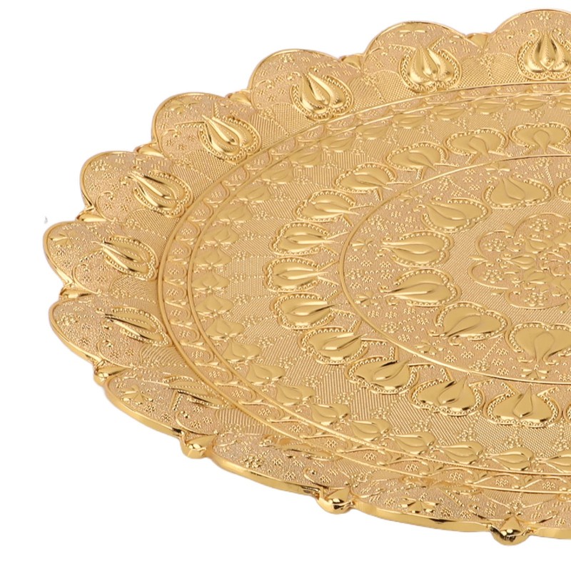 Turkish Tea Coffee Serving Tray Vintage Style Embossed Pattern Round