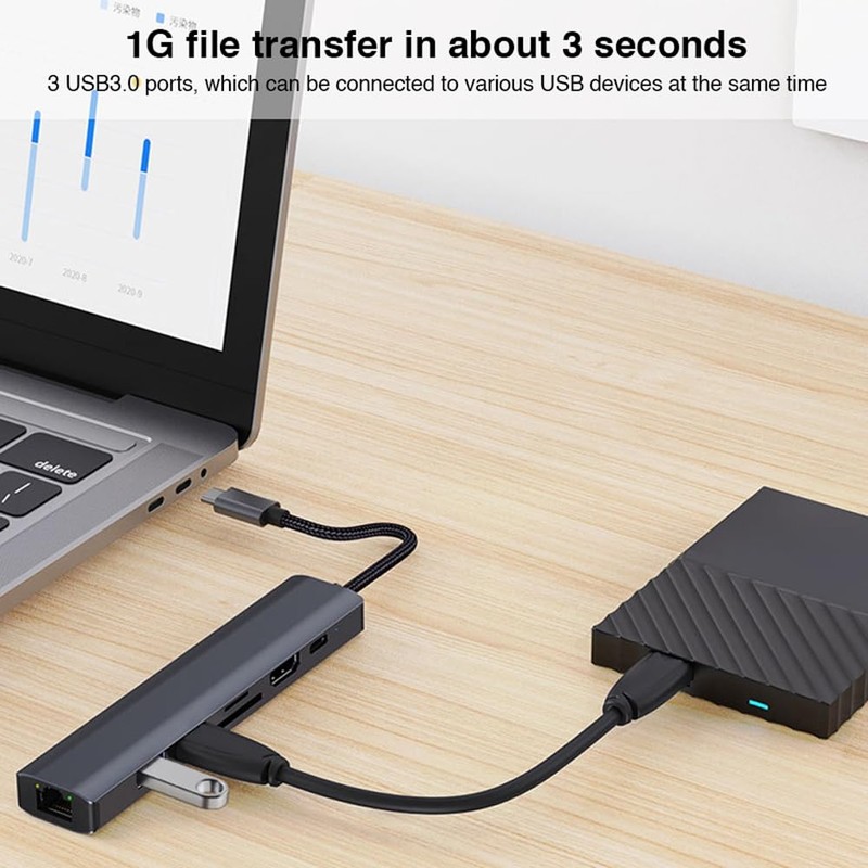 Bolwins Q18CS USB-C Hub 7-in-1, USB Type-C to HDMI 4K,