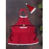 Geyoga Christmas Santa Elf Apron Claus Aprons with Pockets and