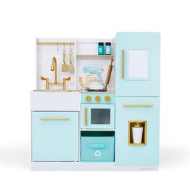 Teamson Kids - Wooden Play Kitchen Set for Kids, Children Toddler Kitchen Playset, Pretend Toy Kitchen Sets for Kids Ages 4-8, Biscay Delight Classic Play Kitchen with Magnetic Refrigerator - Mint