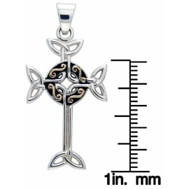 Carolina Glamour Collection Jewelry Trends Sterling Silver and Gold-plated Celtic Cross Pendant on Box Chain