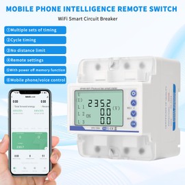 HENYEER TUYA WiFi Smart Circuit Breaker, Electricity Meter, 3-Phase 4-Wire WiFi Photovoltaic, 100A 380VAC LCD Digital Electricity Meter, Three-Current Meter, DIN Rail, Intelligent Restart Protection