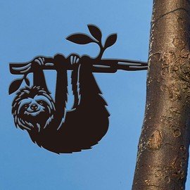 SUPERDANT Metal Sloth A Branch Garden Decoration Animal Garden Ornament for Outdoor Black Silhouette Outdoor Decoration Yard Stakes Decorative Metal Wall Art for Lawn and Patio Gardener Gift