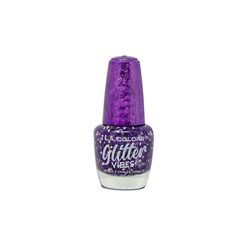 L.A. COLORS Glitter Vibes Polish, Purple-razzi CNL359