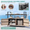 YITAHOME Large Outdoor Kitchen Wicker Island Rolling Cart & Patio