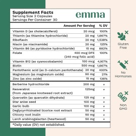Emma 60cps Alivio De Gases E Hinchazn Con Magnesio 3pcs Sin Sabor
