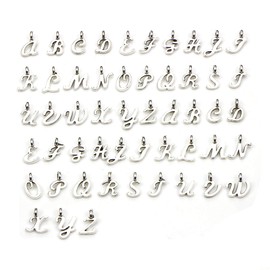 WOCRAFT 130Pcs ABC Letter Alphabet Mini A-Z Letter Charms for Personalization Jewelry Making Alphabetic Loose Beads Set DIY Crafts Charms for DIY Necklace Bracelet Set of 5 (10932)