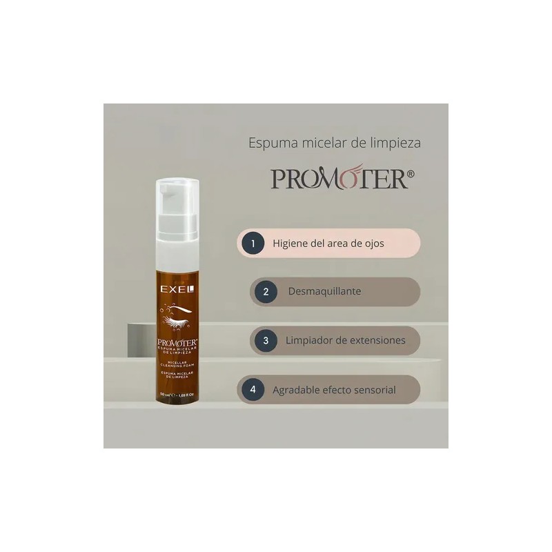 Espuma Micelar de Limpieza Exel Promoter para Ojos y Pestañas