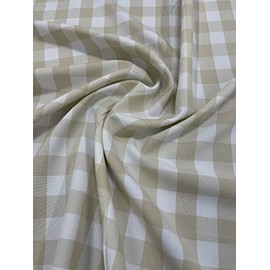 1" Checkered Gingham PolyPoplin Fabric by The Yard - 60 Inch Wide