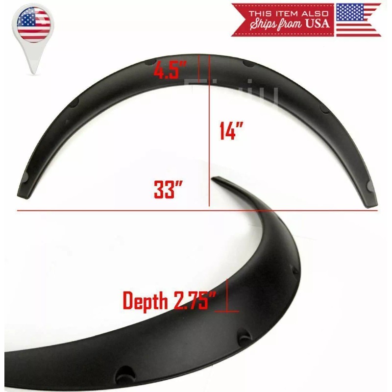 SDeelCase 2 Piece 2.75" ABS Plastic Black Flexible Wide Fender