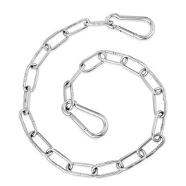 Nogeqi 1 Pcs Stainless Steel Gate Chain with Carabiner, Gate Locks for Outdoor Fence, Gate Chain Lock for Livestock Horse Goat Cows Stall, Pet Cages, Horse Goat Cow Corral Supplies (Silver)