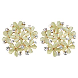 Navachi 18k Gold Plated Green Created-Opal Crystal Flower Omega Back Az2513 Stud Earrings