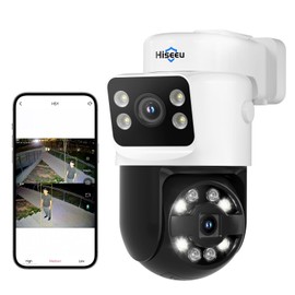 Hiseeu 【Dual Lens】 6MP PoE PTZ Security Camera, IP Camera, Free Remote Access, Human Vehicle Detect, 2 Way Audio, Color Night Vision, 2 in 1, IP 66 Waterproof, SD Card Slot, Work w PoE NVR