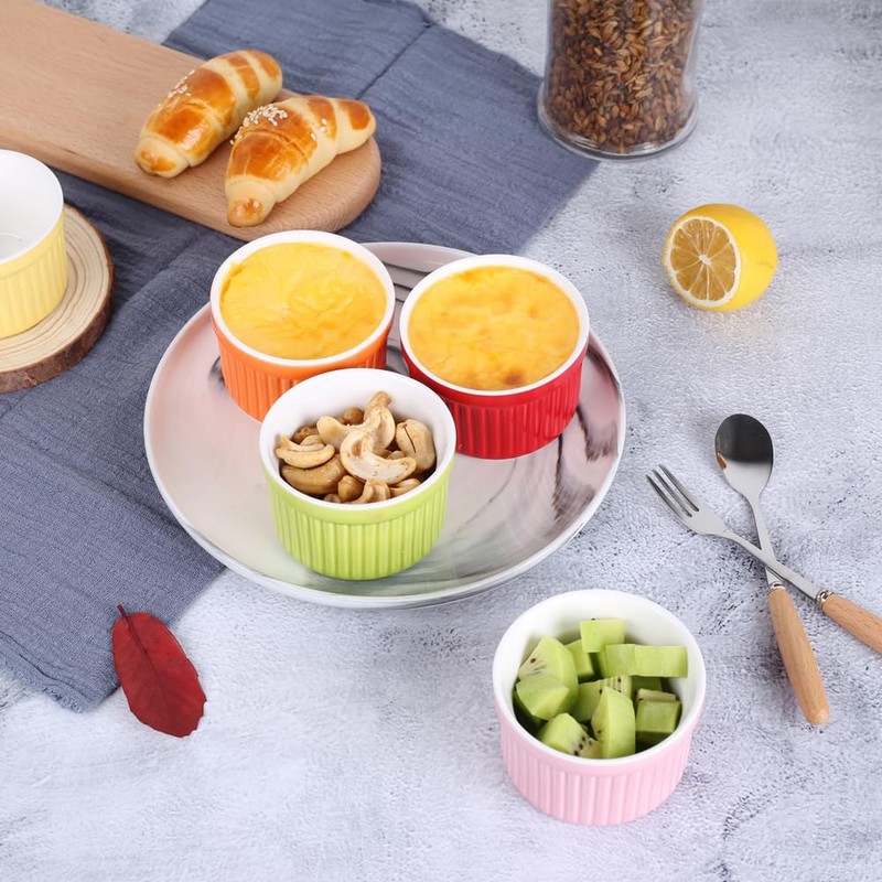 YAZYLIFE Ramekins 4oz,Creme Brulee Ramekins and Souffle Dishes,Porcelain Oven Safe