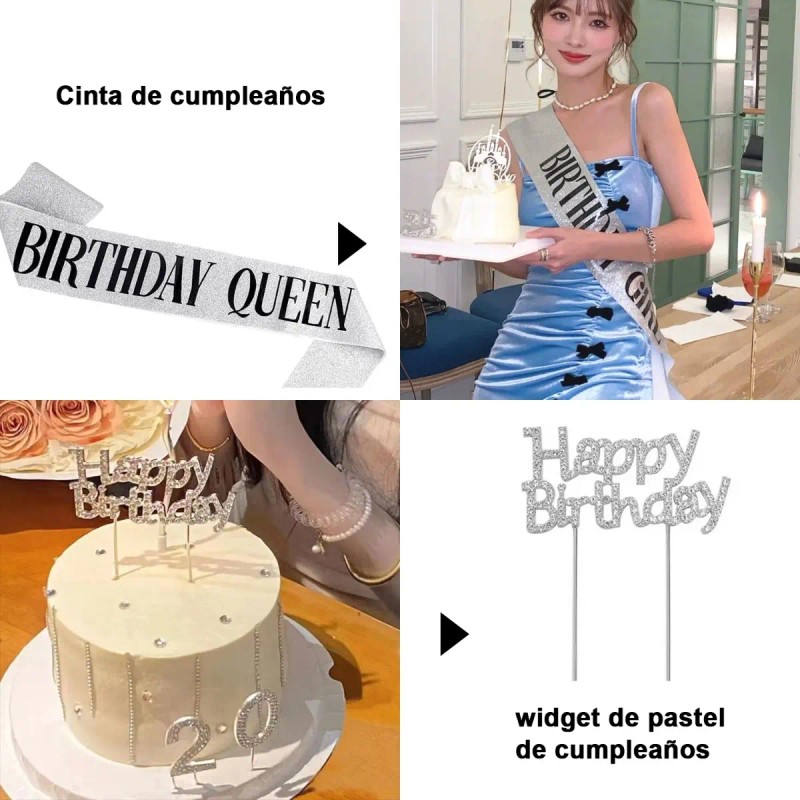 4pz Coronas Y Faja De Feliz Cumpleaños Regalos De Cumpleaños