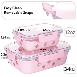 YARYOUNG 10 Pack Glass Meal Prep Containers with Removable Silicone Sleeves,Food Storage Container Set with Airtight Lids (34oz+12oz)