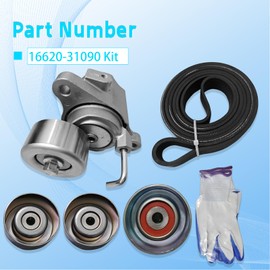 Engine Serpentine Belt Drive Kit Compatible with Toyota Tacoma 2016 2017 2018 2019 2020 2021 2022 2023 DOHC 3.5L 39424 kit