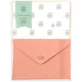 Animal Parade Letter Set, Hedgehog NLS-103 (3) 6 Stationery Papers, 3 Envelopes and 3 Mailing Labels, Rulu/RYU-RYU