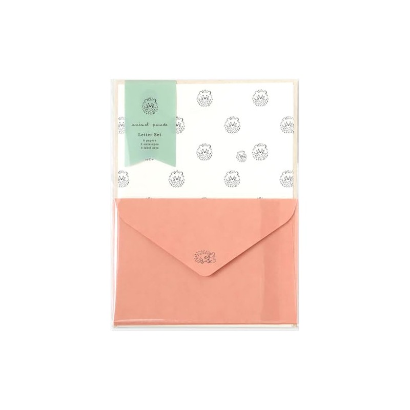 Animal Parade Letter Set, Hedgehog NLS-103 (3) 6 Stationery Papers,