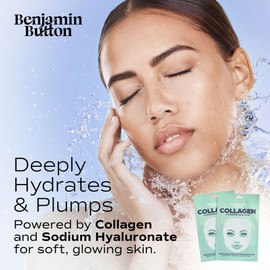 Benjamin Button® Hydrolysed Collagen & Hyaluronic Acid Face Mask | Instant Plumping & Anti-Aging | Premium Korean Beauty Treatment (1 Count (Pack of 1))