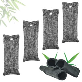 Schuhkissen mit Bambus Aktivkohle gegen Fußgeruch,4 Stück Aktivkohle Schuh-Geruchsentferner,Schuhdeo Beutel,Beseitigt unangenehme Gerüche in Schuhen & Socken, 100g, Grau
