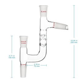stonylab Kjeldahl Distillation Adapter, Borosilicate Glass 4-Way Glass Distilling Adapter with 4 Standard 24/40 Joints for Lab Supply