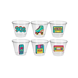 90s Party Cups 90s Birthday Party 90s Party Decorations 90s Party Supplies 90s Party Favors 90's Birthday Party (9 FL. OZ, ONE TIME USE) // (12 SOFT PLASTIC CUPS - NO LIDS)